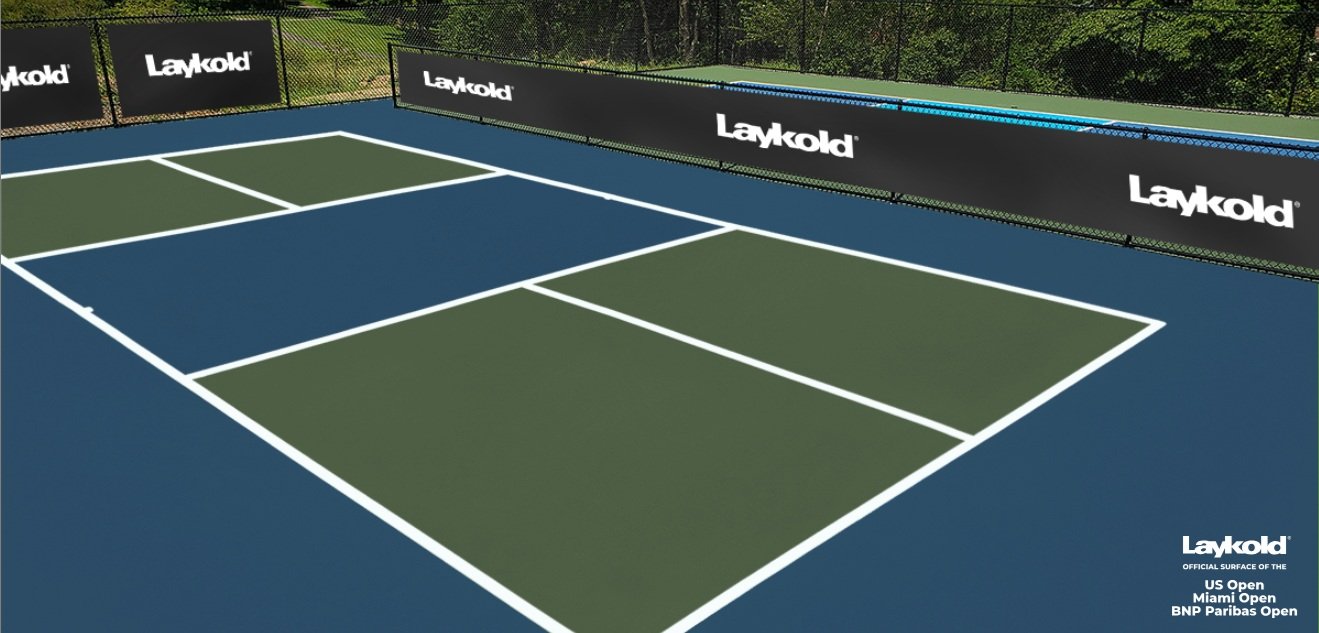Laykold 匹克球場配色示意圖:US Open Blue 與 Green